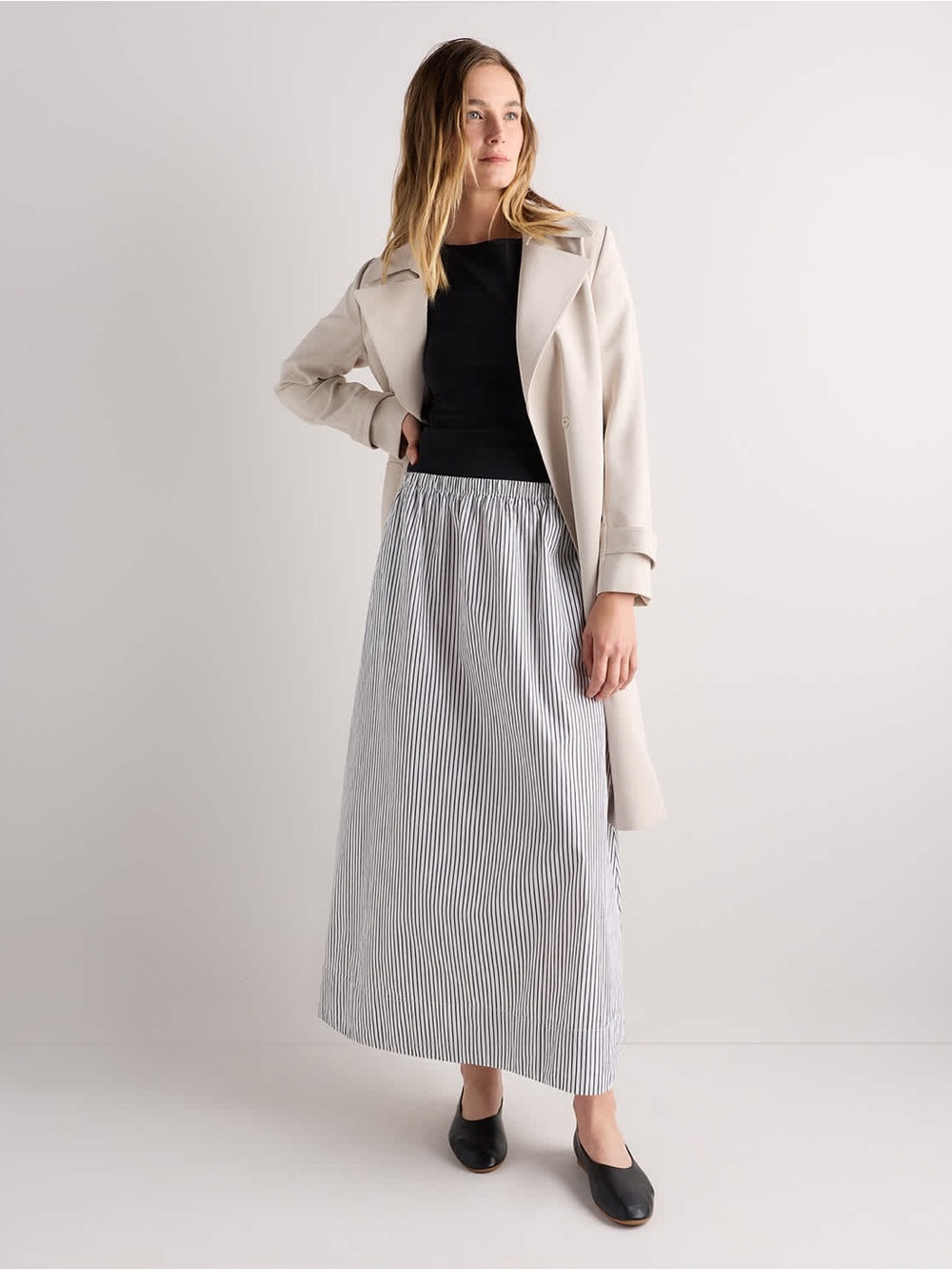Quince 100% Organic Cotton Poplin A-Line Maxi Skirt